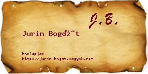 Jurin Bogát névjegykártya